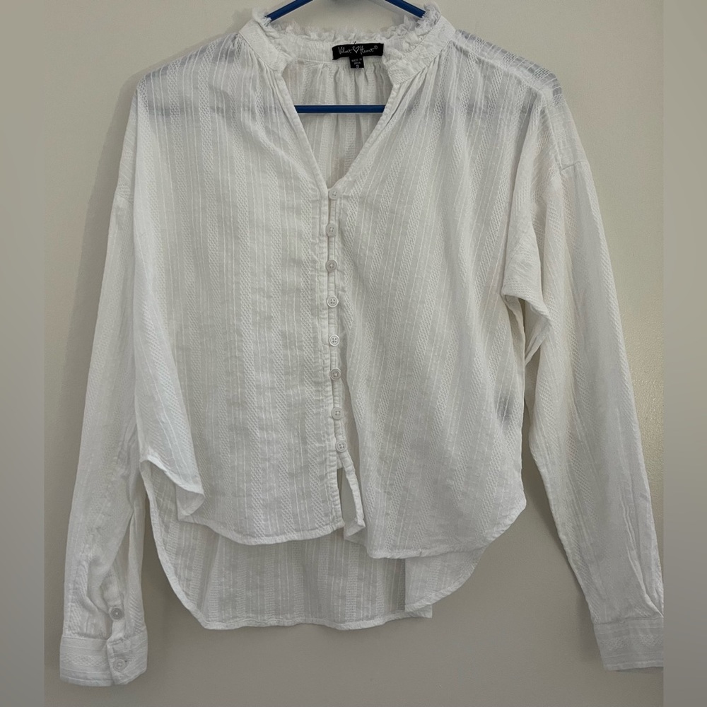 Velvet and Heart sheer linen relax fit long sleeve shirt